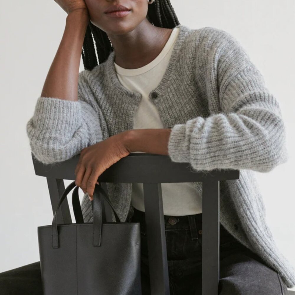 BEST Jenni Kayne Hayes Crewneck Cardigan Grey Knit